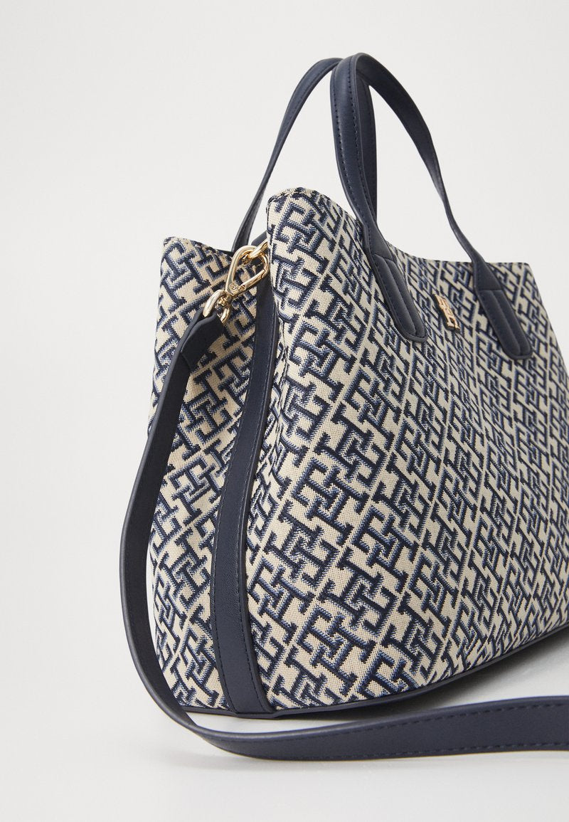TOMMY HILFIGER TH MONOGRAM JACQUARD SATCHEL BAG