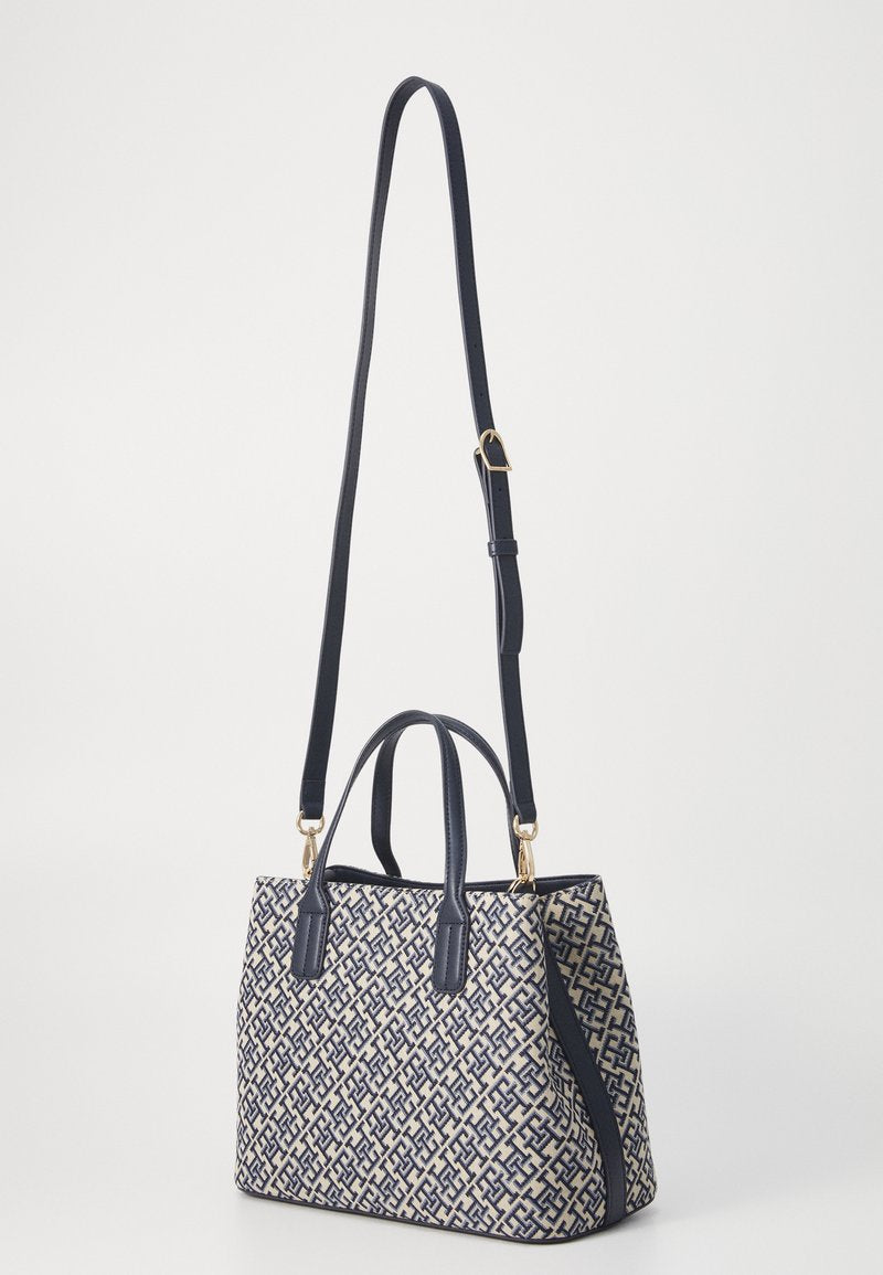 TOMMY HILFIGER TH MONOGRAM JACQUARD SATCHEL BAG