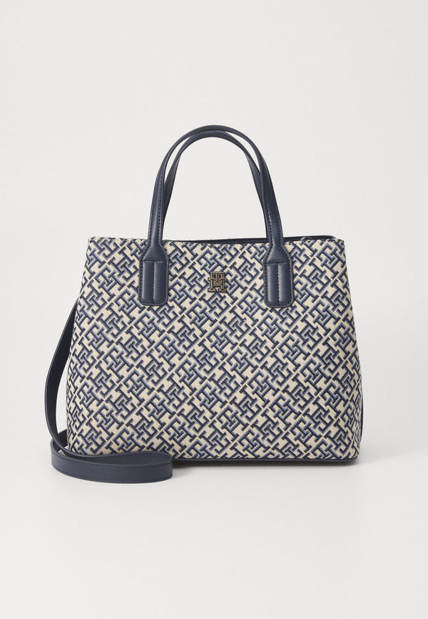 TOMMY HILFIGER TH MONOGRAM JACQUARD SATCHEL BAG